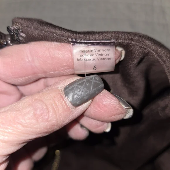 Calvin Klein Faux Suede O Ring A Line Midi Dress Womens Size 6 Chocolate Brown - Picture 9 of 11